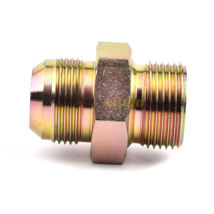 74 degree jic male cone npt Gold nipple adapter hydraulic air hose connector